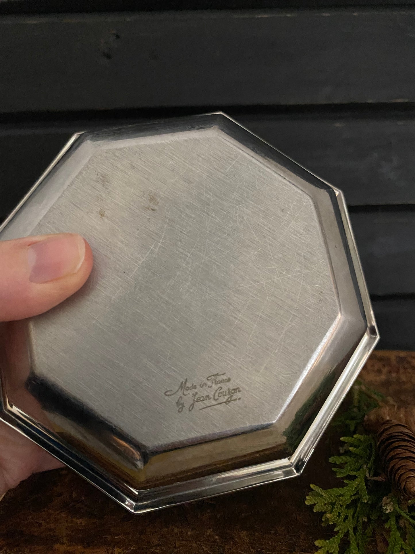 Beeswax Candle in Stainless Steel Octagonal Bowl