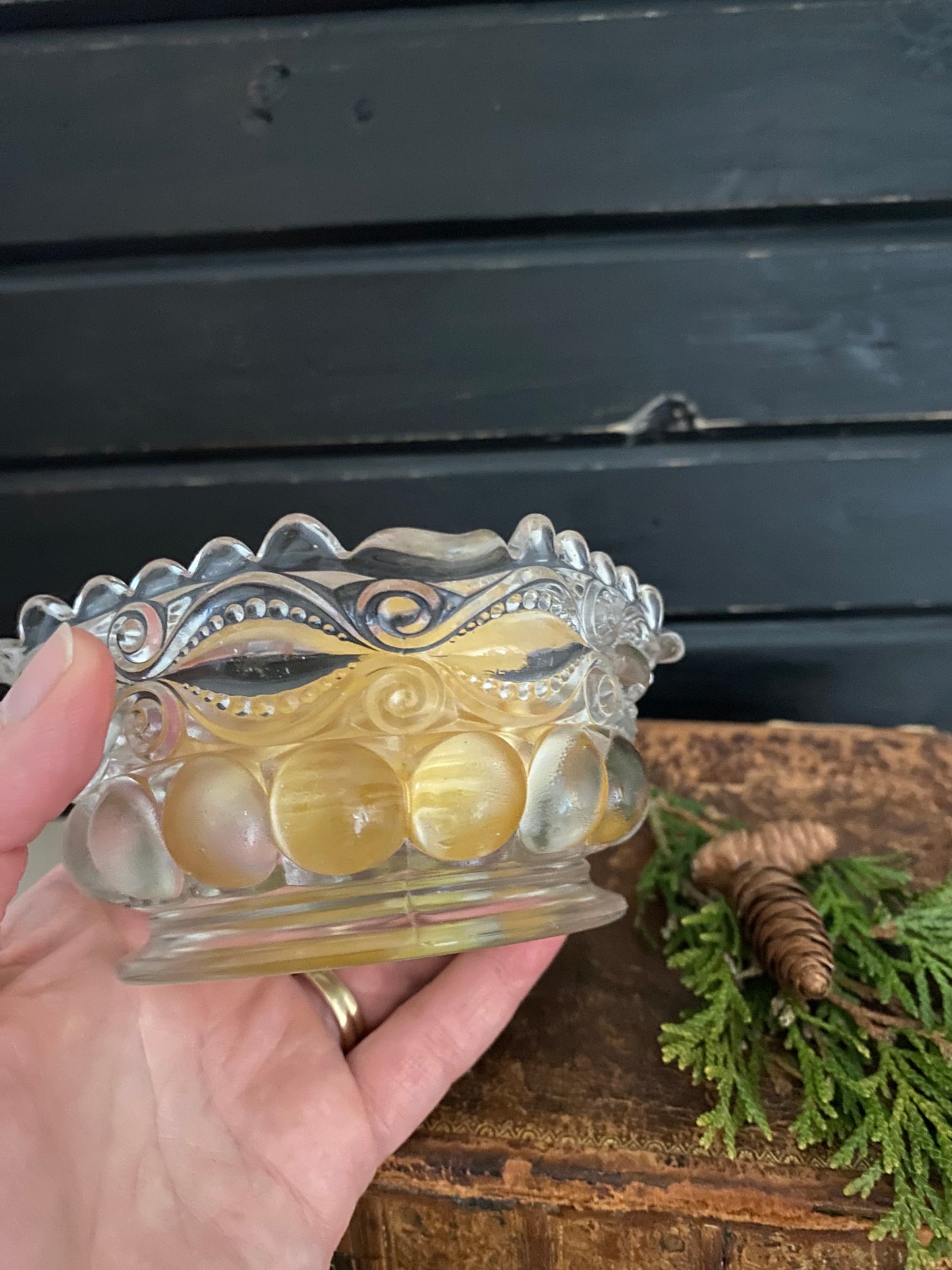 Beeswax Candle in Clear Glass Vintage