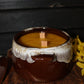 Beeswax Candle in Deep Brown Bowl with Lid