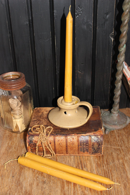 10" Beeswax Taper Candles made in Antique Metal Mold